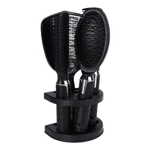 Planet Gates 5Pcs Fashion Women Hair Brush Massage Scalp Massager Comb Holder Set With Mirror & Stand Hair Care Styling Tools