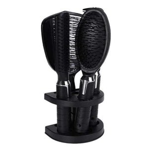 Planet Gates 5Pcs Fashion Women Hair Brush Massage Scalp Massager Comb Holder Set With Mirror & Stand Hair Care Styling Tools