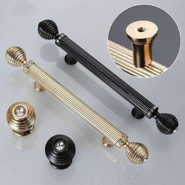 Planet Gates 5pcs Gold European Style Door Handles Gate Black Drawer Pulls Kitchen Cabinet Handles and Knobs Furniture Handles Hardware