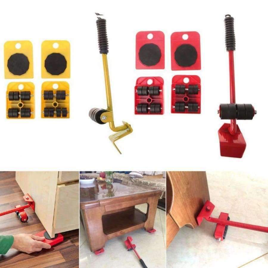 Planet Gates 5pcs Hand Tool Set Furniture Transport Set 4 Mover Roller+1 Wheel Bar Furniture Transport Lifter Hand Tool Set high quality