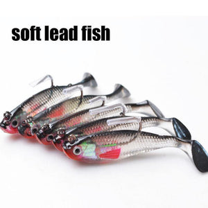 Planet Gates 5Pcs/Lot 3D Eyes Lead Fishing Lures With T Tail Soft Fishing Lure Single Hook Baits artificial bait jig wobblers rubber 80mm/9g