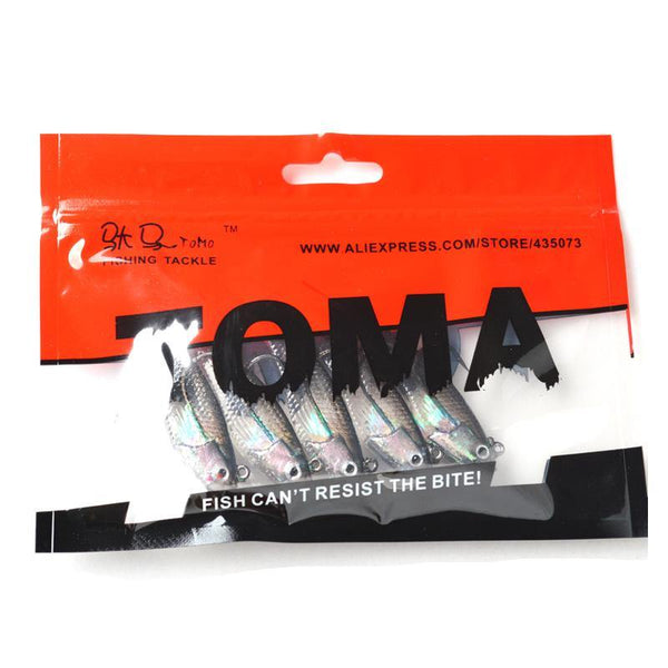 Planet Gates 5Pcs/Lot 3D Eyes Lead Fishing Lures With T Tail Soft Fishing Lure Single Hook Baits artificial bait jig wobblers rubber 80mm/9g