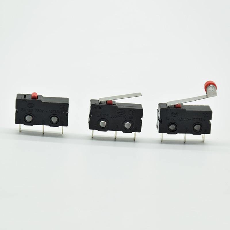 Planet Gates 5Pcs Mini Micro Limit Switch NO NC 3 Pins PCB Terminals SPDT 5A 125V 250V  Roller  Lever Snap Action Push Microswitches