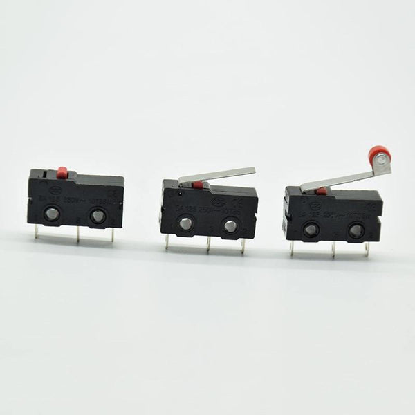 Planet Gates 5Pcs Mini Micro Limit Switch NO NC 3 Pins PCB Terminals SPDT 5A 125V 250V  Roller  Lever Snap Action Push Microswitches