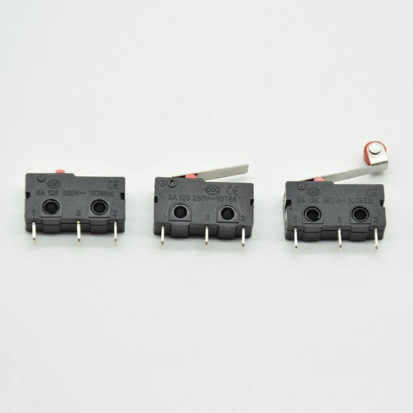 Planet Gates 5Pcs Mini Micro Limit Switch NO NC 3 Pins PCB Terminals SPDT 5A 125V 250V  Roller  Lever Snap Action Push Microswitches