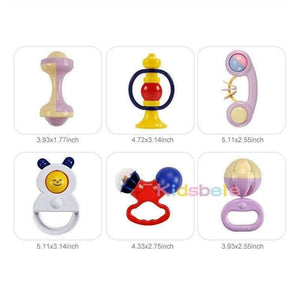 Planet Gates 5PCS Plastic Hand Jingle Shaking Bell+Kidsbele Infant Soft Bibs Newborn Baby Toys 0-12 Mnoths Teether Rattles Toys