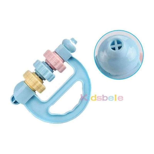 Planet Gates 5PCS Plastic Hand Jingle Shaking Bell+Kidsbele Infant Soft Bibs Newborn Baby Toys 0-12 Mnoths Teether Rattles Toys