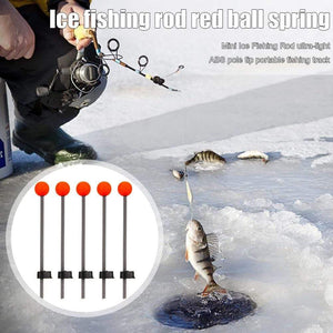 Planet Gates 5pcs Portable Winter Fishing Rods Ice Fishing Rod Pole Tip Spring Ball for Outdoor Winter Fishing Tackle