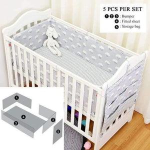 Planet Gates 5pcs raining clauds Infant Baby Kids Cotton Nursery bedding Crib Bumper Bed Protector,Fashion Raining Bedding Set available 1-5pcs/set