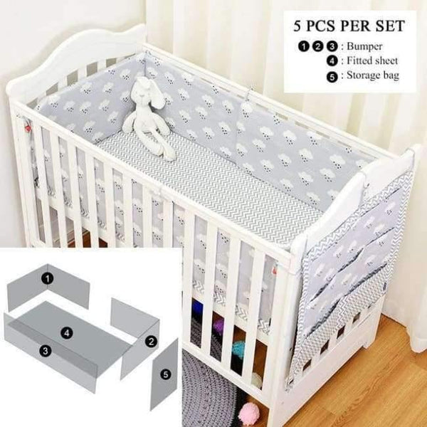 Planet Gates 5pcs raining clauds Infant Baby Kids Cotton Nursery bedding Crib Bumper Bed Protector,Fashion Raining Bedding Set available 1-5pcs/set