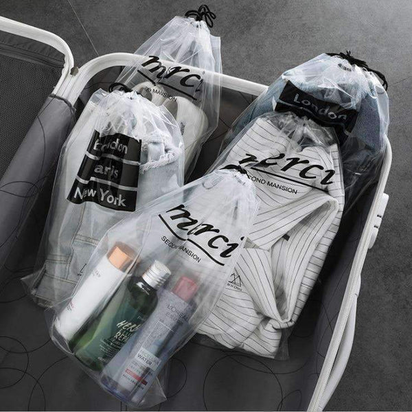 Planet Gates 5pcs set PVC travel storage bag water proof organizer bag cloth socks bag underwear bra storage organizer