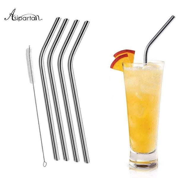 Planet Gates 5pcs/set Stainless Steel Bent Drinking Straws Reusable Beverage Straws With Cleaning Brush For 20oz Wine Accessories