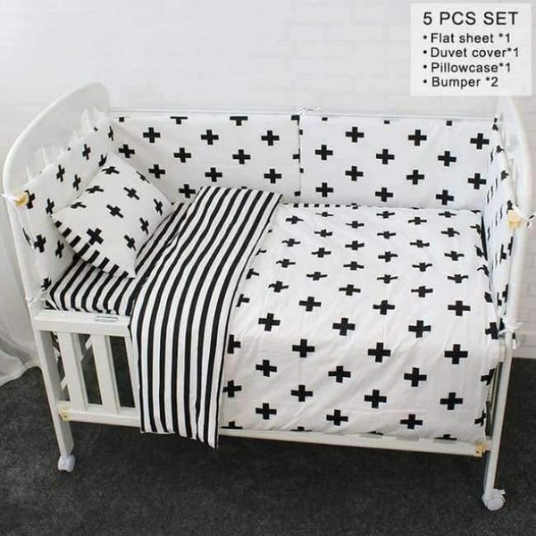 Planet Gates 5Pcs with 2 bumpers Baby Cot Bedding Set Soft Breathable Cotton Bed Linen For Children Including Quilt Pillow Bumper Flat Sheet Cradle Kit For Kids