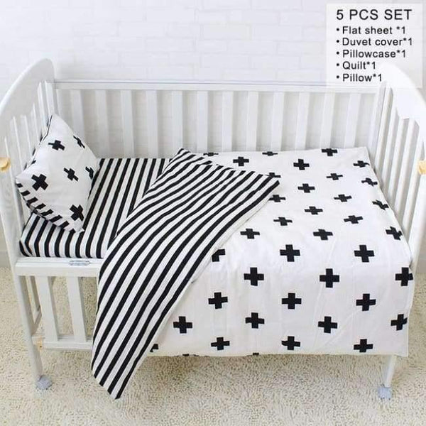 Planet Gates 5Pcs with filler Baby Cot Bedding Set Soft Breathable Cotton Bed Linen For Children Including Quilt Pillow Bumper Flat Sheet Cradle Kit For Kids