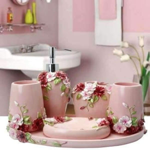 Planet Gates 5pcs with tray 1 5pcs 6pcs/set Resin Bathroom Accessories Sets/Dispensers/Dishes/Toothpaste Holders/tray/Bathroom Tumblers/Bathroom Products