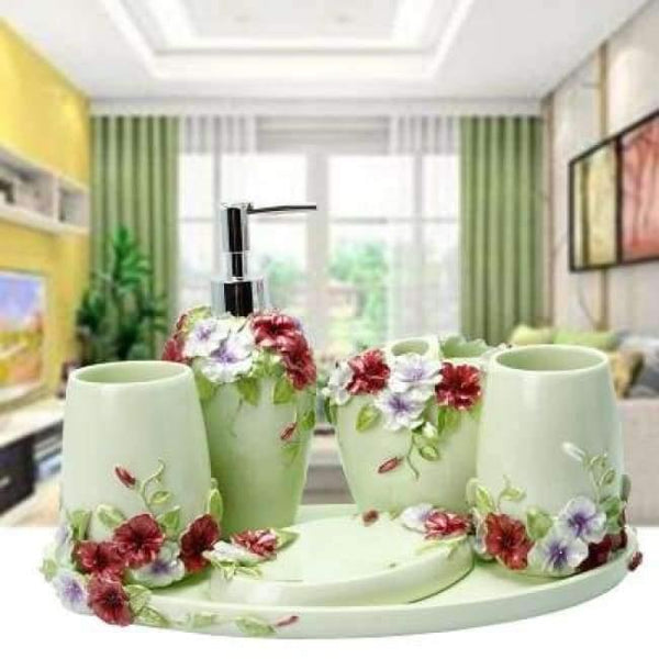 Planet Gates 5pcs with tray 2 5pcs 6pcs/set Resin Bathroom Accessories Sets/Dispensers/Dishes/Toothpaste Holders/tray/Bathroom Tumblers/Bathroom Products