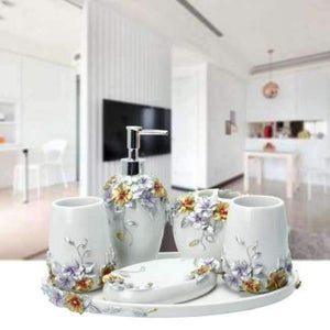 Planet Gates 5pcs with tray 3 5pcs 6pcs/set Resin Bathroom Accessories Sets/Dispensers/Dishes/Toothpaste Holders/tray/Bathroom Tumblers/Bathroom Products