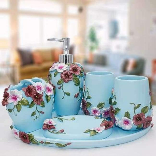 Planet Gates 5pcs with tray 5 5pcs 6pcs/set Resin Bathroom Accessories Sets/Dispensers/Dishes/Toothpaste Holders/tray/Bathroom Tumblers/Bathroom Products