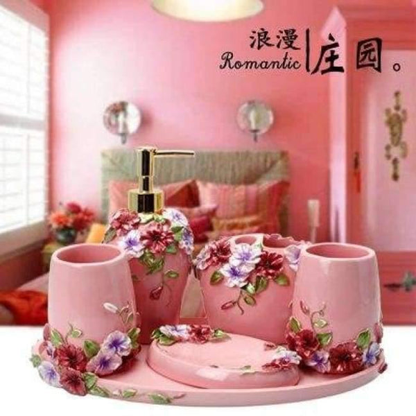 Planet Gates 5pcs with tray 5pcs 6pcs/set Resin Bathroom Accessories Sets/Dispensers/Dishes/Toothpaste Holders/tray/Bathroom Tumblers/Bathroom Products