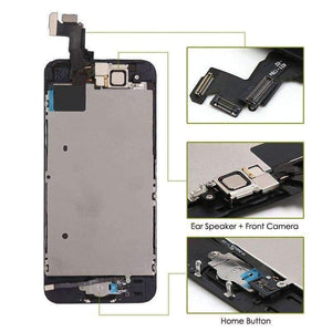 Planet Gates 5s Black with Gifts LCD Touch Screen Digitizer For iPhone 5s+Home Button+Front Camera+Ear Speaker with Gifts Tempered Glass+Tools