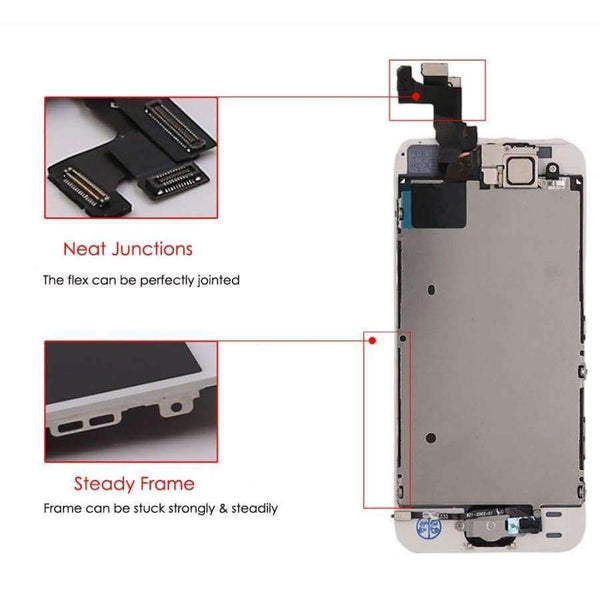 Planet Gates 5s Black with Gifts LCD Touch Screen Digitizer For iPhone 5s+Home Button+Front Camera+Ear Speaker with Gifts Tempered Glass+Tools