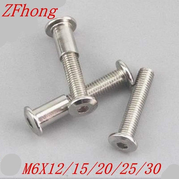 5sets/lot M6*12/15/20/25/30/35/40 Splint Nut Male-Female Snap Rivets Butt Set Screws With Nut