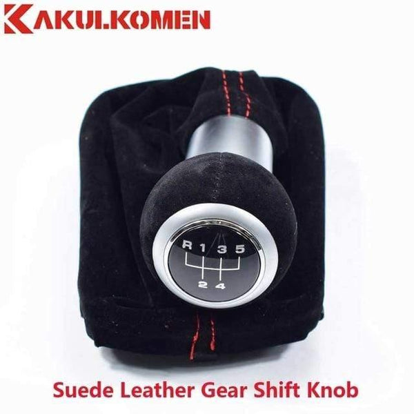 Planet Gates 5Speed-bootBlack Black Red 5/6 Speed Suede Leather Complete Gear Shift Knob boot cover Gaiter For Audi A3 S3 2001 2002 2003