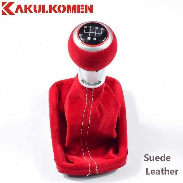 Planet Gates 5Speed-bootRed Black Red 5/6 Speed Suede Leather Complete Gear Shift Knob boot cover Gaiter For Audi A3 S3 2001 2002 2003