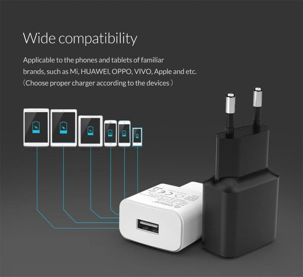 Planet Gates 5V 2A 10W Black Mobile Phone Charger 5V 1A 5W / 5V 2A 10W USB Travel Charger Portable Wall Adapter EU Plug Black / White for iphone x