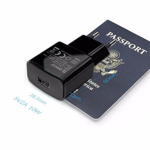 Planet Gates 5V 2A 10W Black Mobile Phone Charger 5V 1A 5W / 5V 2A 10W USB Travel Charger Portable Wall Adapter EU Plug Black / White for iphone x