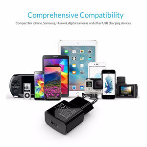 Planet Gates 5V 2A 10W Black Mobile Phone Charger 5V 1A 5W / 5V 2A 10W USB Travel Charger Portable Wall Adapter EU Plug Black / White for iphone x