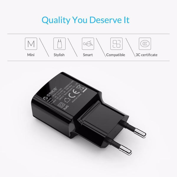 Planet Gates 5V 2A 10W Black Mobile Phone Charger 5V 1A 5W / 5V 2A 10W USB Travel Charger Portable Wall Adapter EU Plug Black / White for iphone x