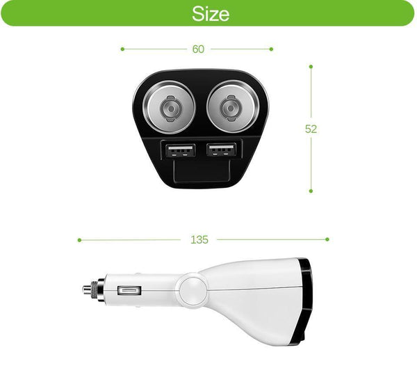 Planet Gates 5V 3.4A Dual USB Car Charger 120W Cigarette Lighter Socket Power Adapter for Samsung Galaxy s8 iPhone 7 8 X Phone Charger