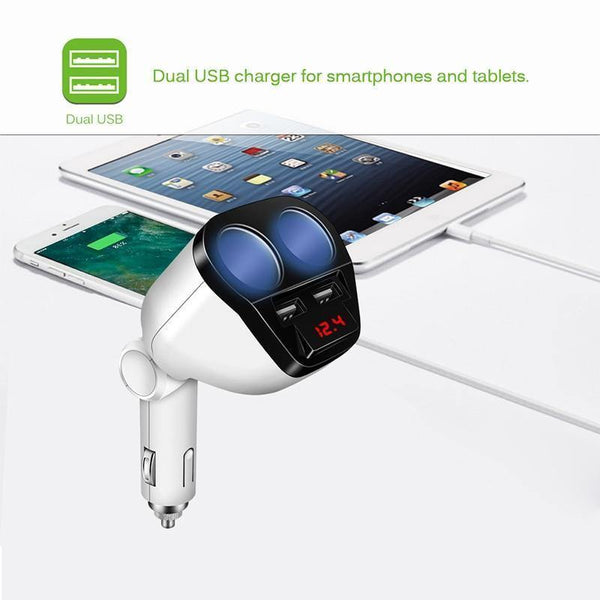 Planet Gates 5V 3.4A Dual USB Car Charger 120W Cigarette Lighter Socket Power Adapter for Samsung Galaxy s8 iPhone 7 8 X Phone Charger