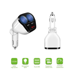 Planet Gates 5V 3.4A Dual USB Car Charger 120W Cigarette Lighter Socket Power Adapter for Samsung Galaxy s8 iPhone 7 8 X Phone Charger