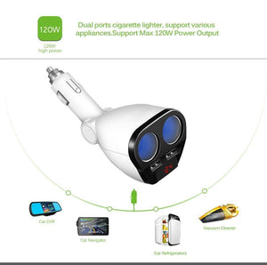 Planet Gates 5V 3.4A Dual USB Car Charger 120W Cigarette Lighter Socket Power Adapter for Samsung Galaxy s8 iPhone 7 8 X Phone Charger