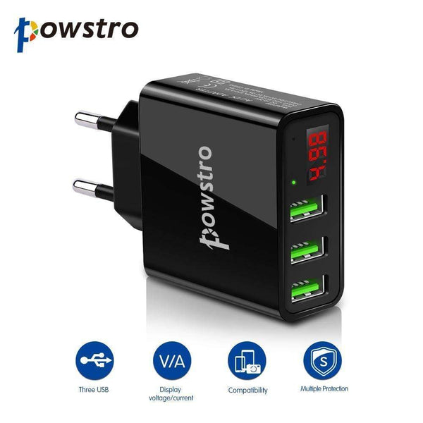 Planet Gates 5V 3A Mobile Phone Charger 3 Port USB Wall Charger Travel Adapter Charging Voltage Current For Iphone X 8 7 Samsung