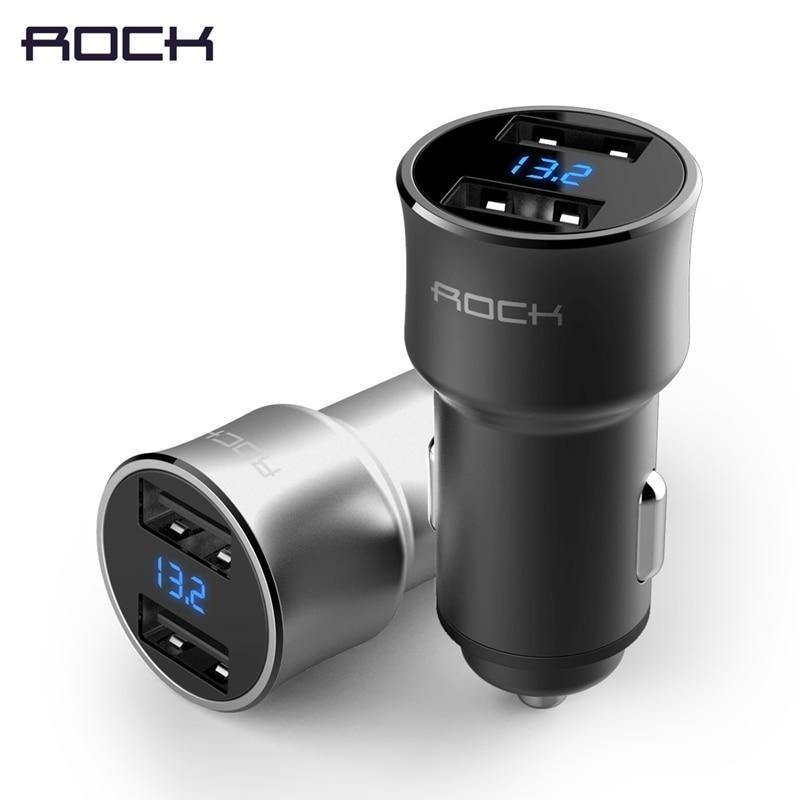 Planet Gates 5V3.4A Digital Display Car Charger, ROCK Screen Digital Readout Dual USB Car-Charger 2 ports car phone charger Clearance 49%