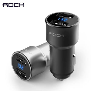 Planet Gates 5V3.4A Digital Display Car Charger, ROCK Screen Digital Readout Dual USB Car-Charger 2 ports car phone charger Clearance 49%
