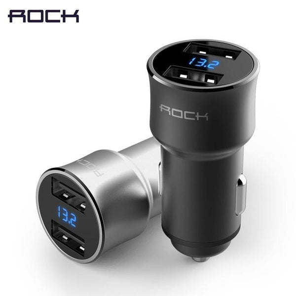 Planet Gates 5V3.4A Digital Display Car Charger, ROCK Screen Digital Readout Dual USB Car-Charger 2 ports car phone charger Clearance 49%
