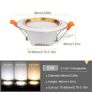 Planet Gates 5W Changeable 3Color LED Downlight 3W 5W 9W 12W 20W Recessed Led Spot Lights Downlight 220V Warm White Cold White Changeable Color Home Spot Lighting
