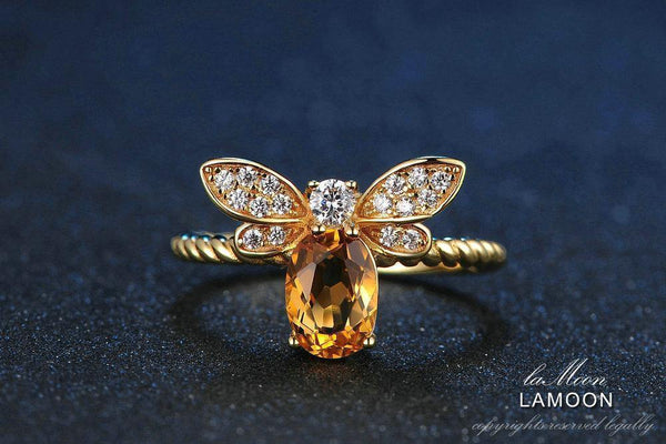 Planet Gates 5x7mm 1ct Natural Oval Citrine 925 Sterling Silver Jewelry Wedding Ring with  S925