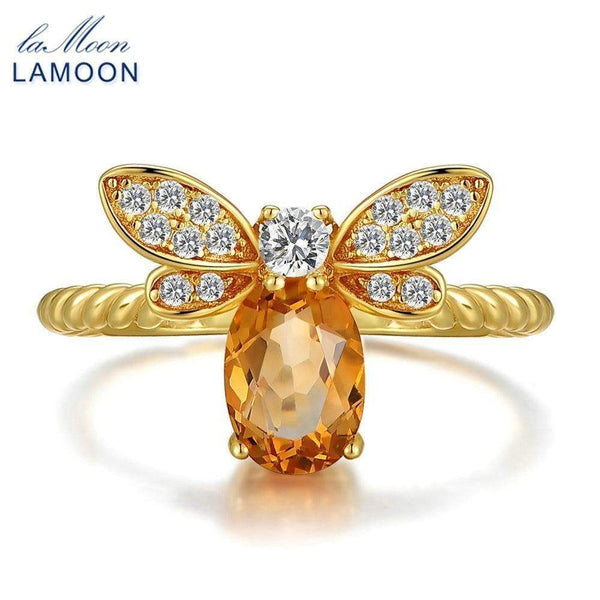 Planet Gates 5x7mm 1ct Natural Oval Citrine 925 Sterling Silver Jewelry Wedding Ring with  S925