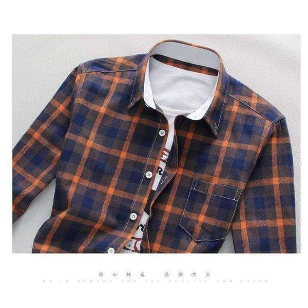 Planet Gates 5XL Plaid Shirts Men Checkered Shirt Brand 2018 New Fashion Button Down Long Sleeve Casual Shirts Plus Size Drop Shipping
