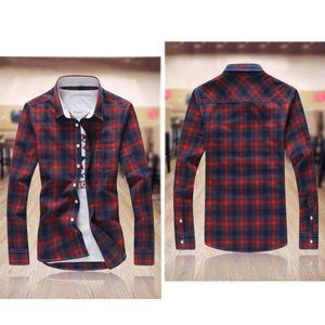 Planet Gates 5XL Plaid Shirts Men Checkered Shirt Brand 2018 New Fashion Button Down Long Sleeve Casual Shirts Plus Size Drop Shipping
