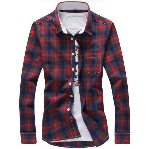 Planet Gates 5XL Plaid Shirts Men Checkered Shirt Brand 2018 New Fashion Button Down Long Sleeve Casual Shirts Plus Size Drop Shipping