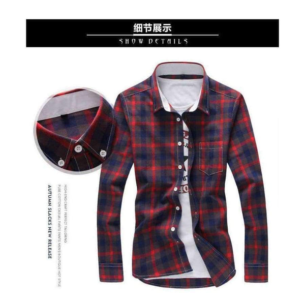 Planet Gates 5XL Plaid Shirts Men Checkered Shirt Brand 2018 New Fashion Button Down Long Sleeve Casual Shirts Plus Size Drop Shipping