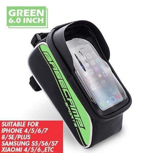 Planet Gates 6.0 Green Bike Bag Bike Bag Rainproof Bag For Bicycle Front Tube Cycling Bag Phone Case Frame Bicycle Bag MTB Pannier Bicycle Accessories