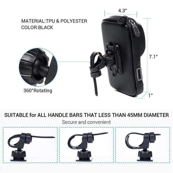 Planet Gates 6.0 inch Waterproof Bike Bicycle Mobile Phone Holder Stand Motorcycle Handlebar Mount Bag For iphone X Samsung LG Huawei