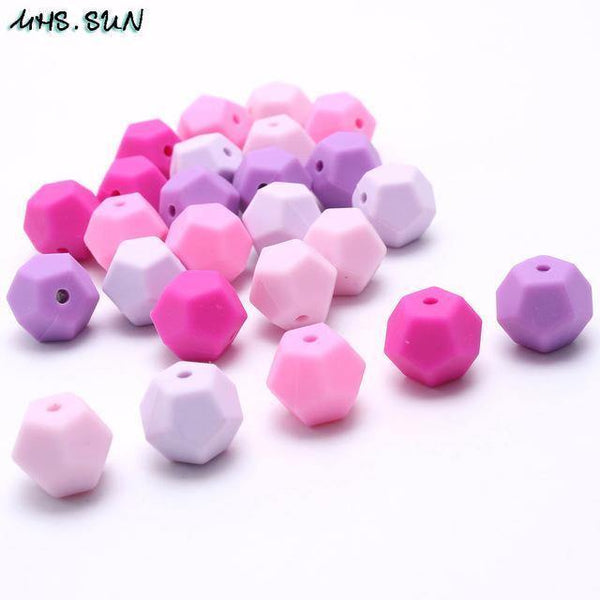 Planet Gates 6/15 mm 50 stk. farverige silikone pentagonperler til babyer, tyggetabletter, tandfrembrud, ammehalskæde, legetøj, gør-det-selv smykkefremstilling, 50 stk.